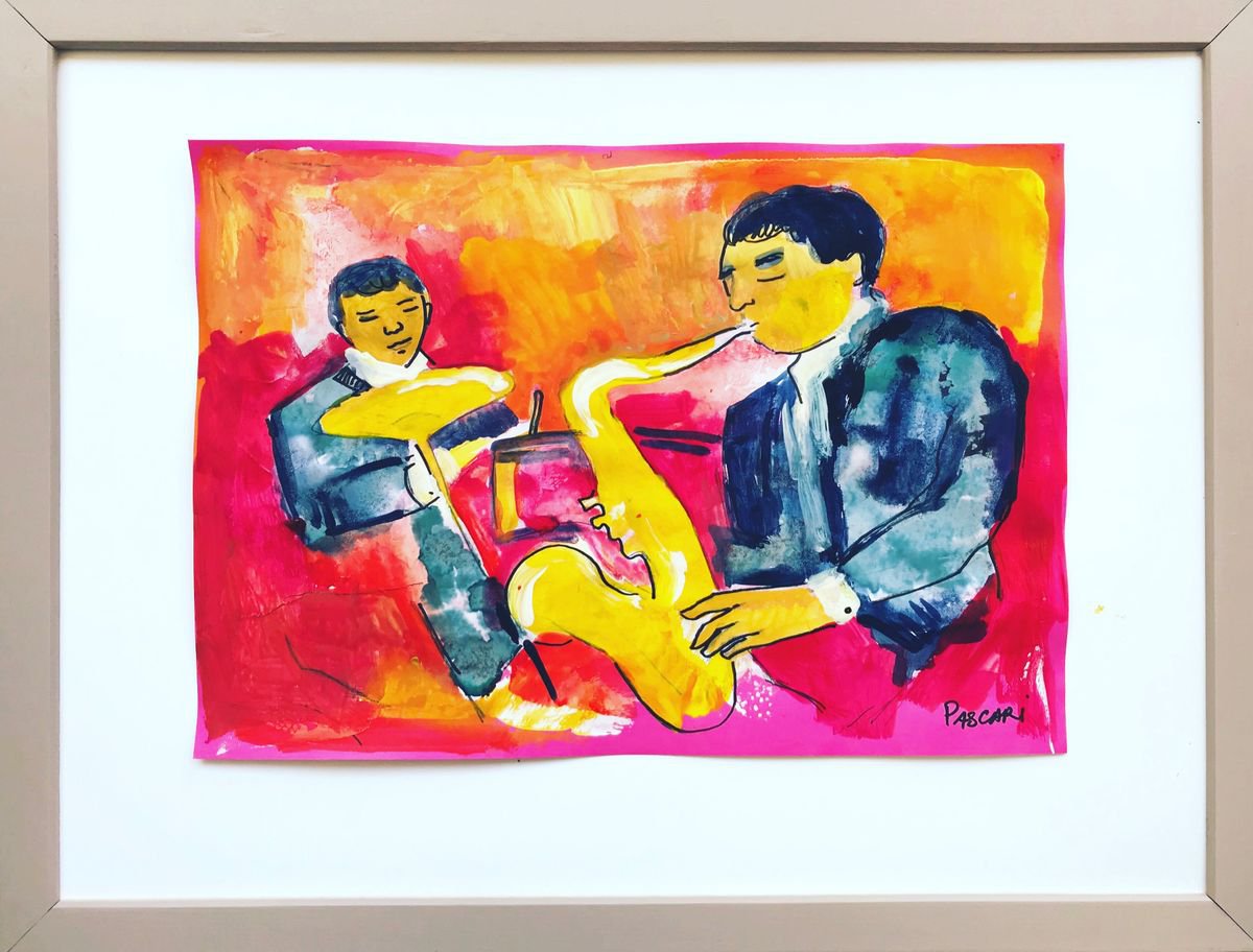 Impressionistic Portrait Acrylic Painting By Olga Pascari, 12 X 8", Jazz, Original Artwork