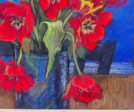 Tulips with Cobalt Blue
