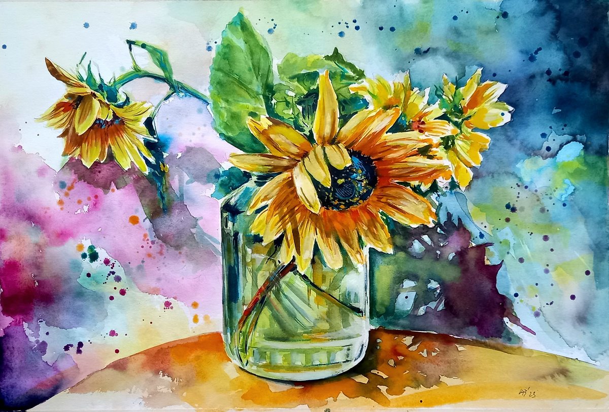 Sunflowers still life by Kovacs Anna Brigitta