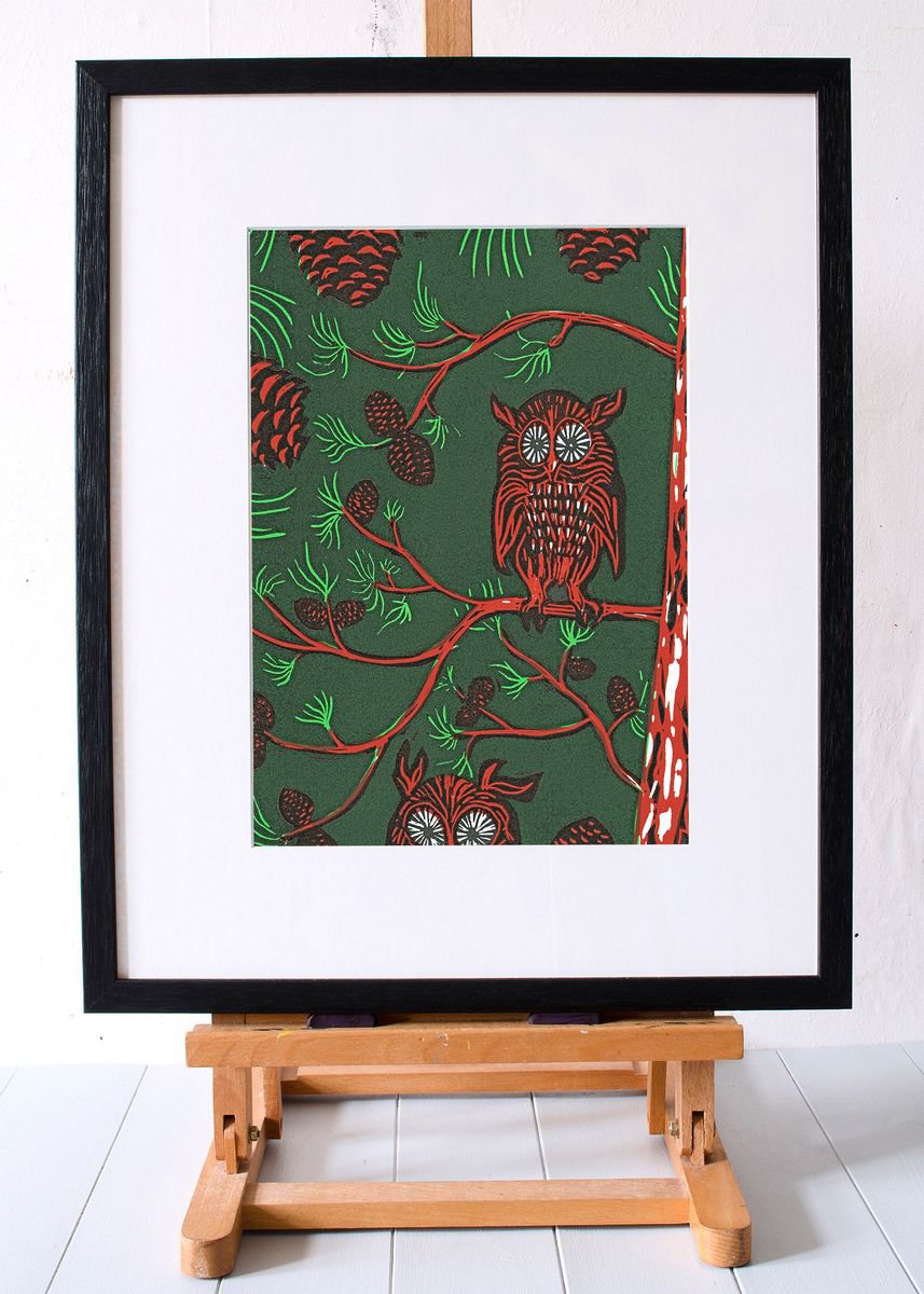 Nightwatch - Original Limited Edition Linocut (unframed) by Faisal Khouja
