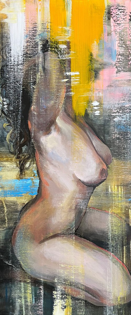 Nude on yellow by Maria Kireev