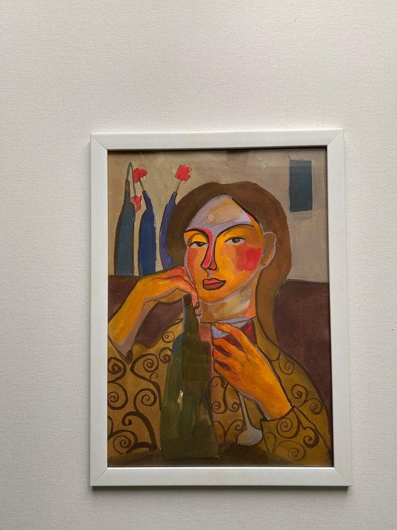 The girl with wine