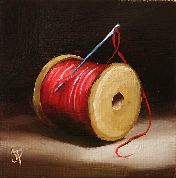 Little Red cotton reel still life