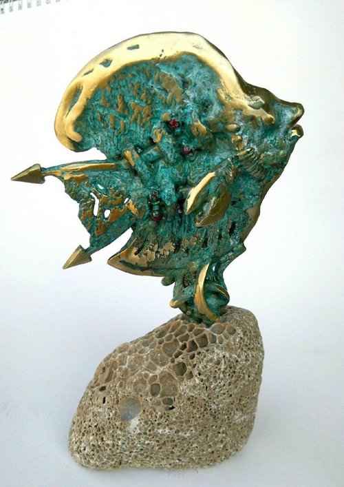 Bronze Fish Sculpture Home Office Decor by Dr Stan
