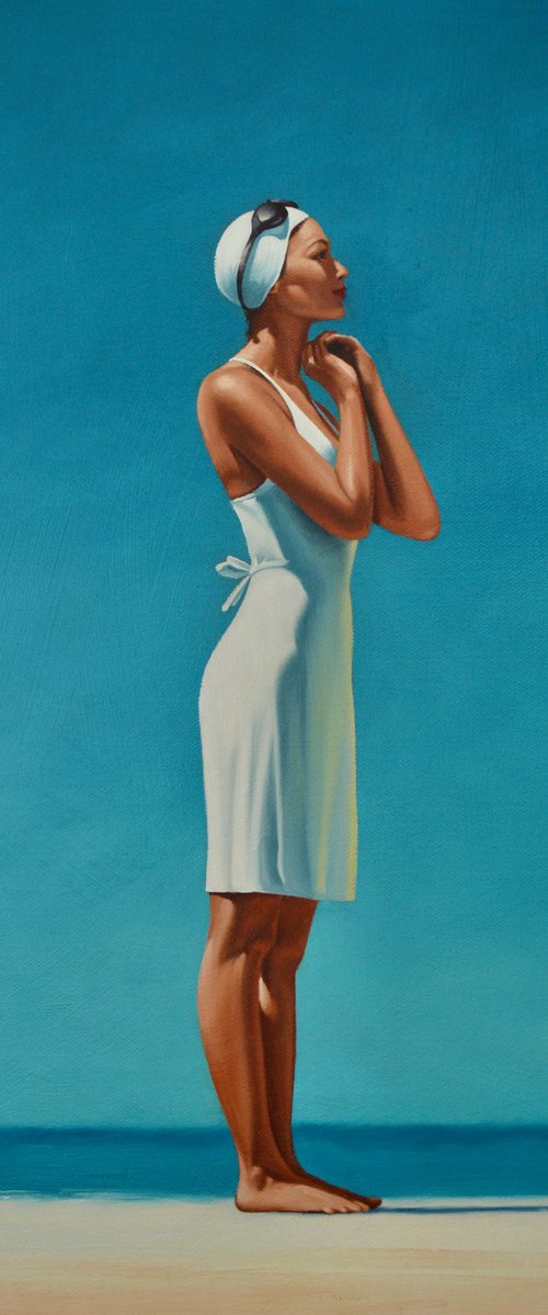 Drying off - in white by Johnny Popkess