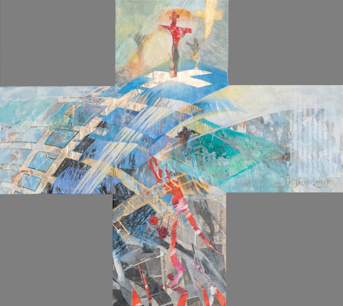 Organic Abstract Painting By Gina Valenti-Lazarchik, 30 X 28, Victory, Original Artwork