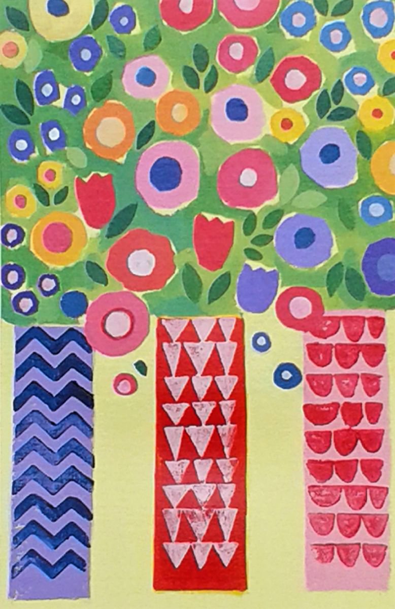 Three Vases of Flowers II by Jan Rippingham