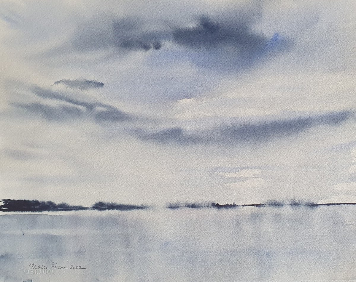Impressionistic Watercolour , Sea And Cloud Reflections By Charles Pierson, 15 X 11, Artwork For Sale On Artfinder