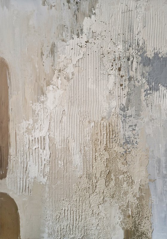 "Fjord 4" Blue brown cream abstract art