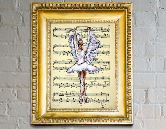 Ballerina XXXI- Vintage Music Page, GIFT idea