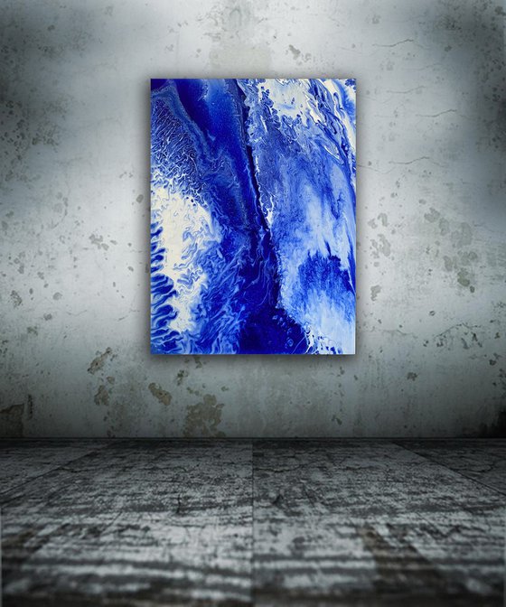 "Discovery" - Original Abstract PMS Fluid Acrylic Painting - 30 x 40 inches