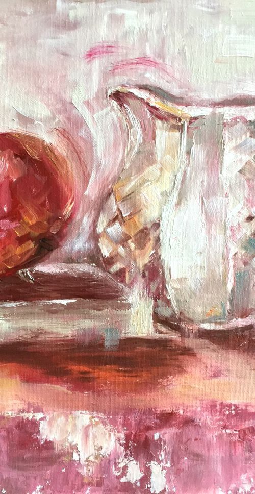 Pomegranate with Poetry and Jug by Rebecca Pells