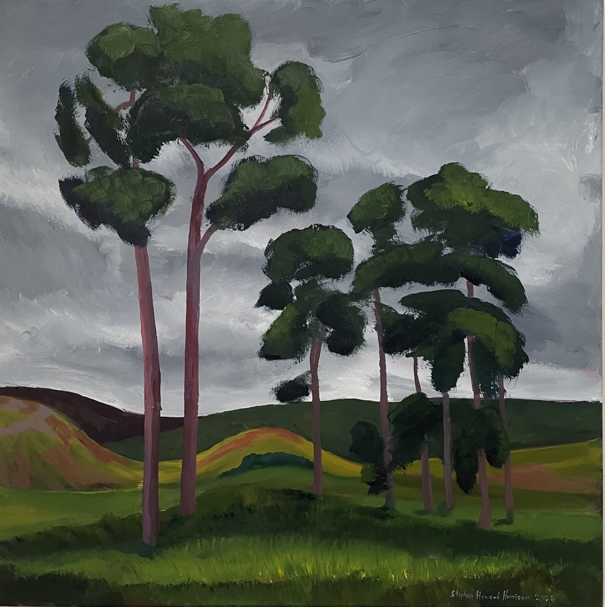 Impressionistic Landscape Oil Painting By Stephen Howard Harrison, 28 X 28", Scottish Borders Landscape, Original Artwork