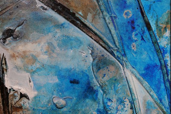 Washed Rust 160cm x 100cm Blue Rustic Abstract Art