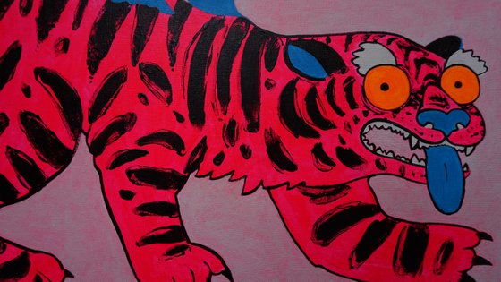Pink japanese tiger Painting by Anastasia Balabina