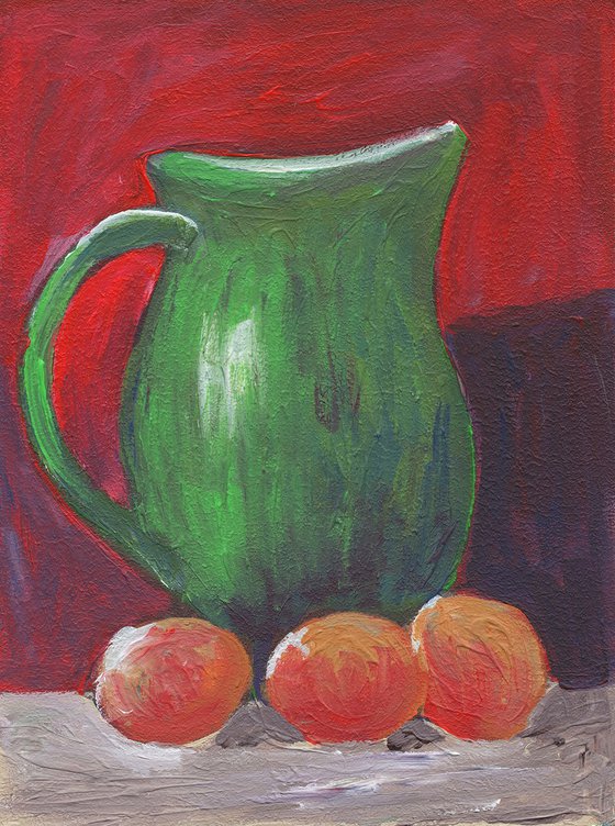 Apricots And A Green Jug