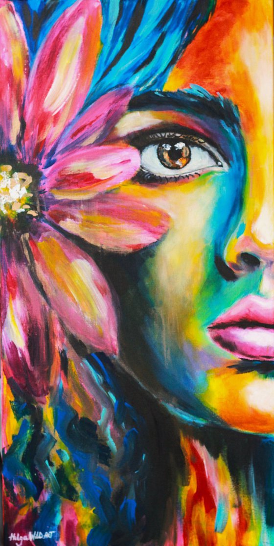 Radiant Soul - Floral Portrait Painting