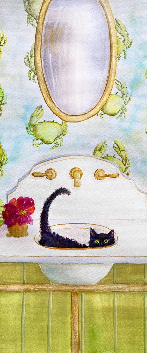 Whiskers and Whims: Home Adventures of a Black Cat - Crabs by Tetiana Savchenko