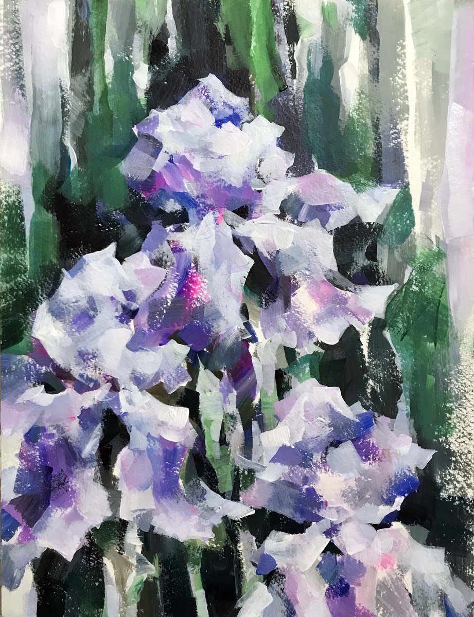 Spring irises. one of a kind, original watercolor by Galina Poloz