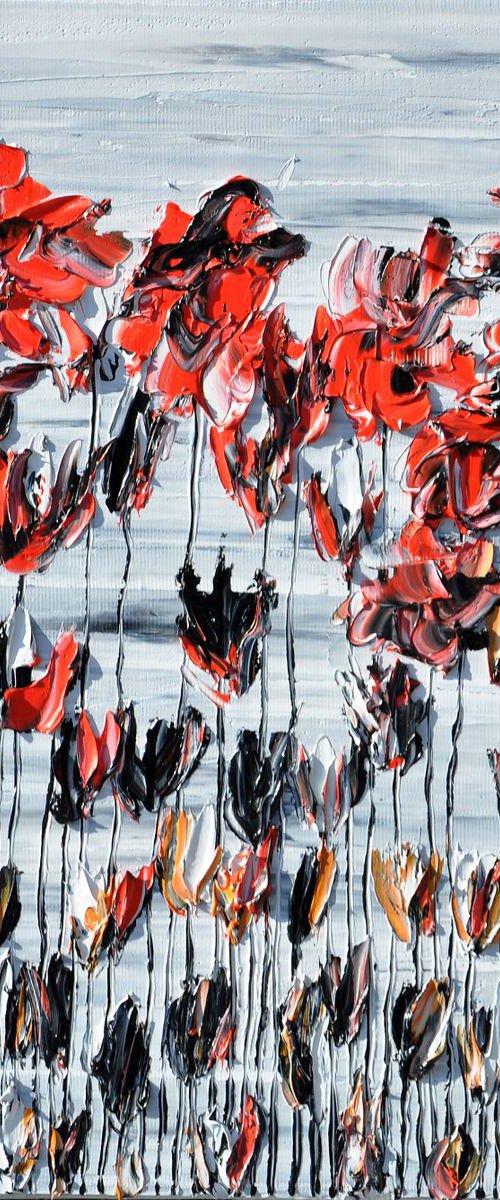 Poppies On Gray Sky by Daniel Urbaník