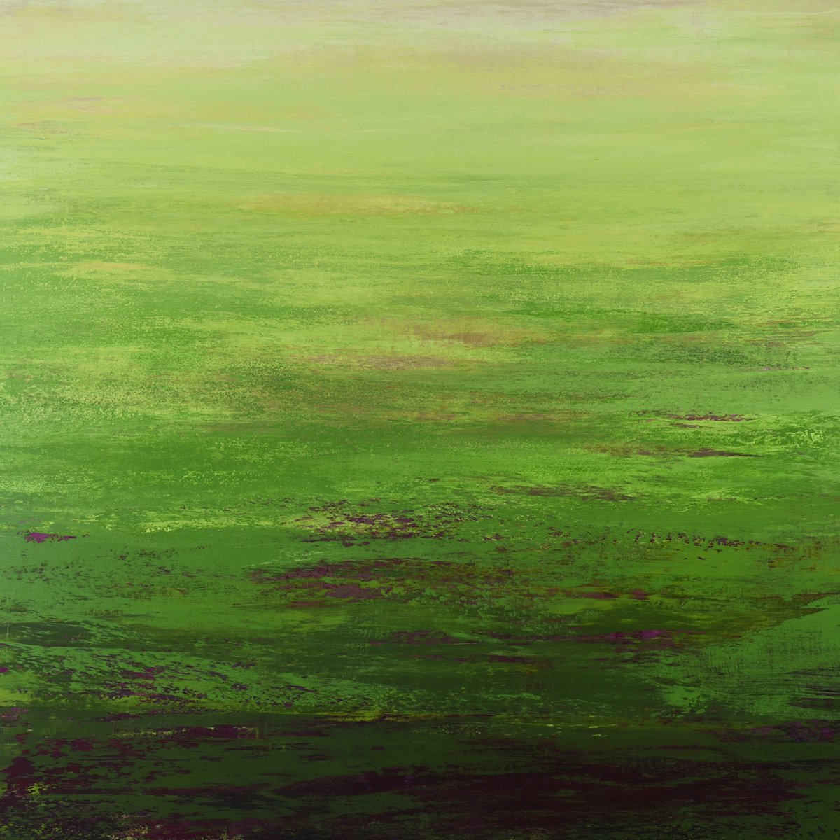 Green Field - Modern Abstract Expressionist Painting by Suzanne Vaughan