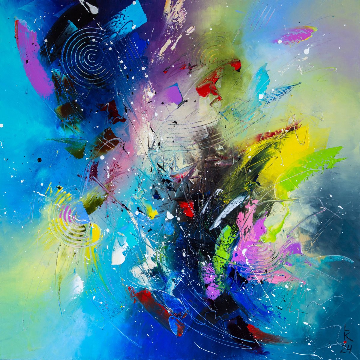 Abstract Oil Painting By Liubov Kuptsova, 24 X 24", Abstract Fantasy 5, Original Artwork