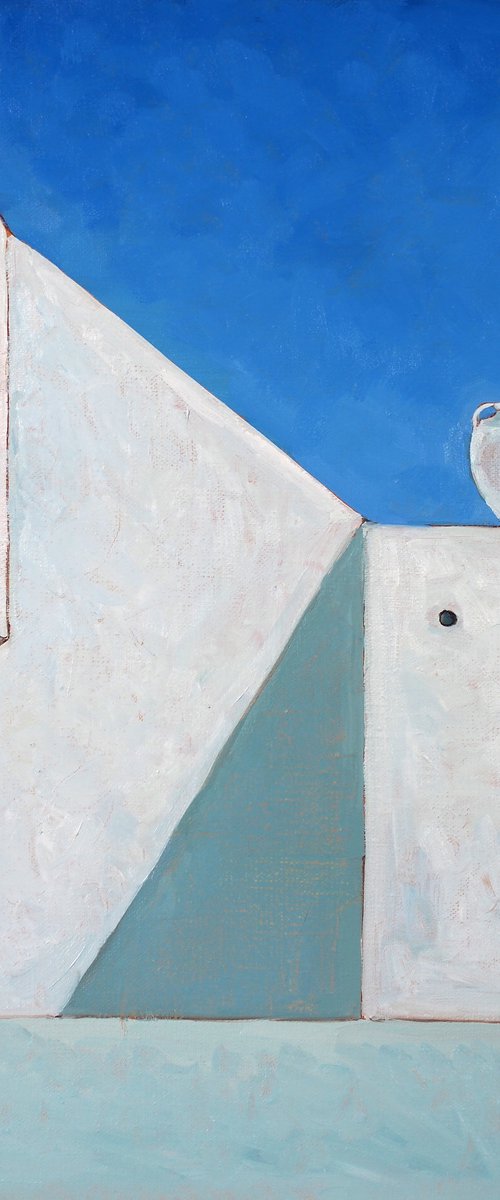 Greece geometry. White and blue #2 by Alfia Koral