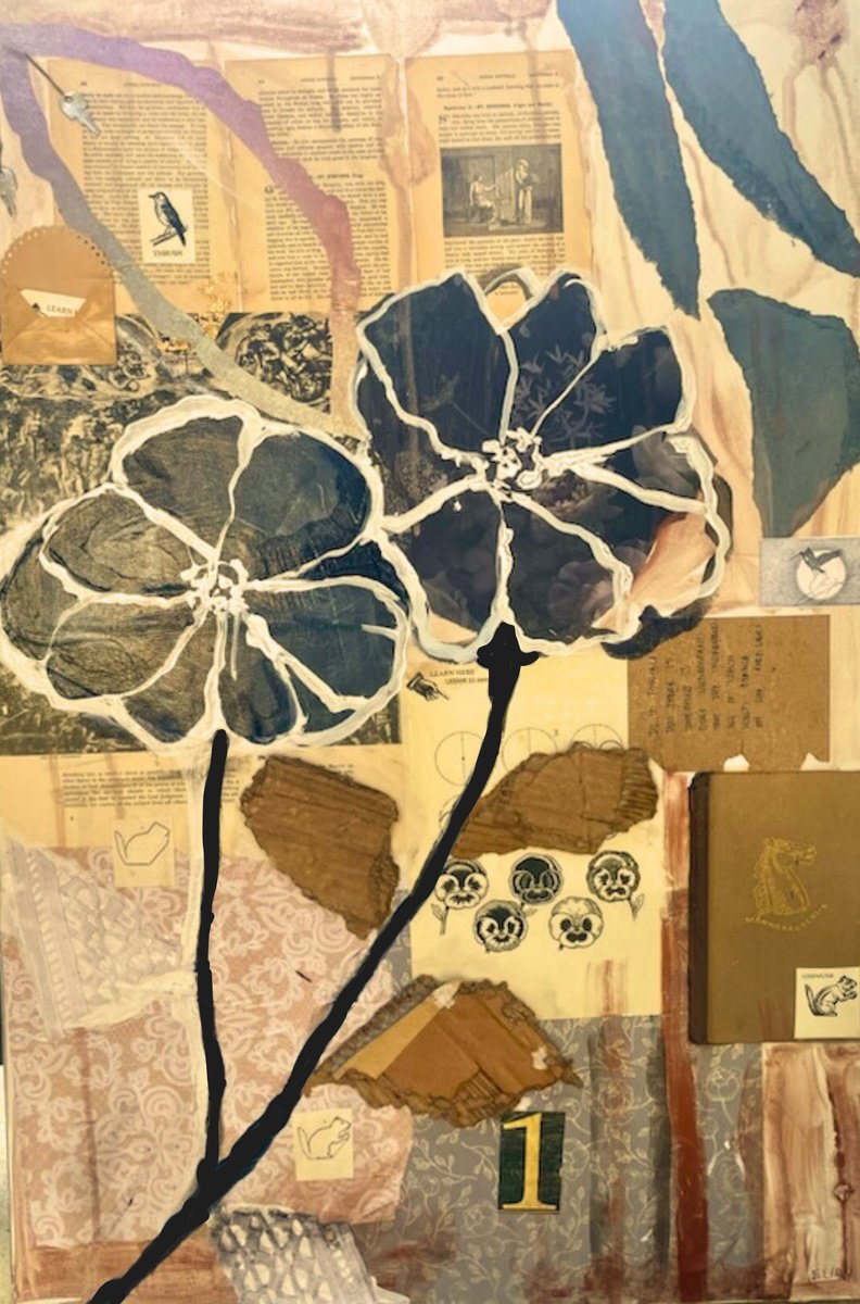 Impressionistic Abstract Collage By Eliry Arts, 24 X 36, Neutral 3, Original Artwork