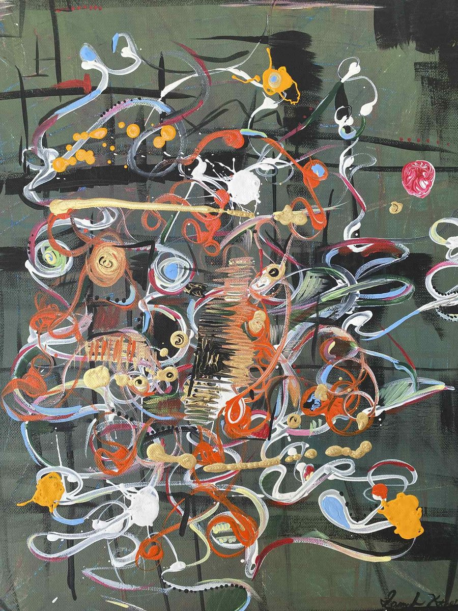 Abstract Acrylic Painting By Samah Kthar, 16 X 20", It