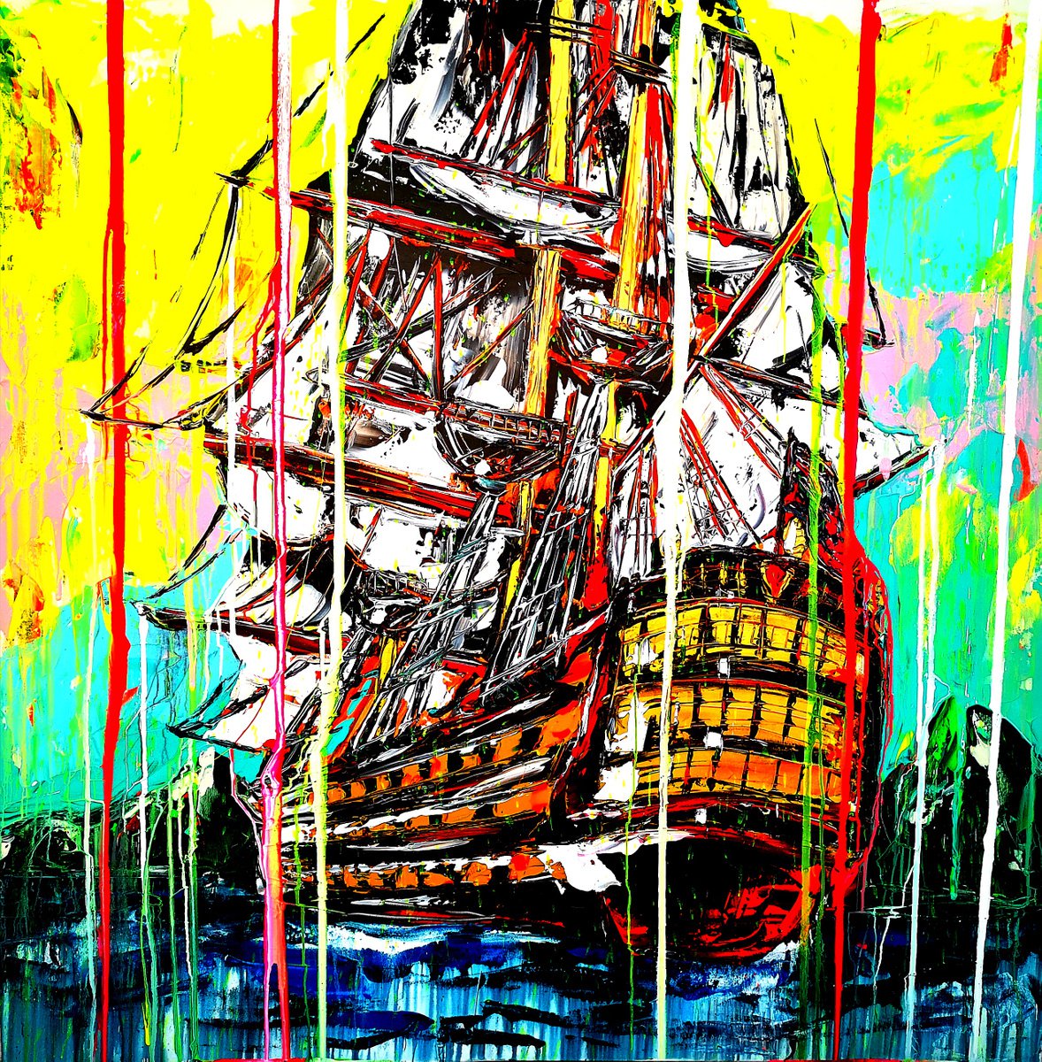 Urban And Pop Acrylic Painting , Use Any Wind To Go To Any Direction By Antoni Dragan, 83 X 83, Artwork For Sale On Artfinder
