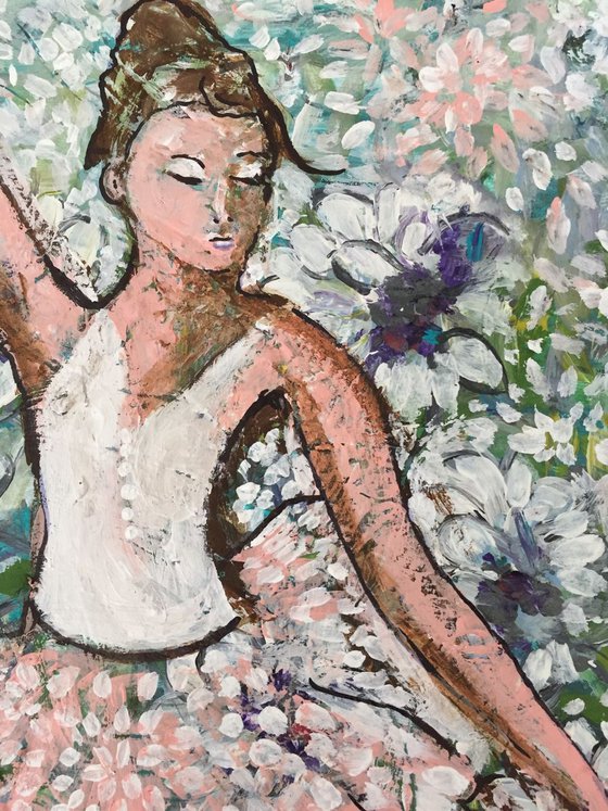 Ballet Series IV Ballet Dancer Dancing Ballerina Acrylic Painting on Canvas 21x25cm Small Paintings Original Art Home Decor Gift Ideas Free Shipping Worldwide Buy Art Online