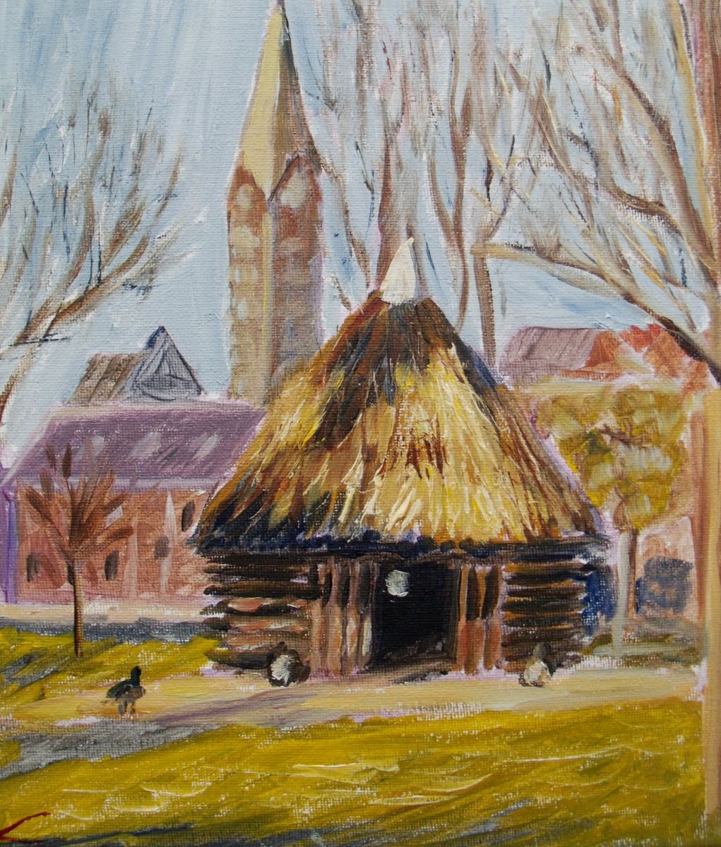 Impressionistic Cityscapes Oil Painting By Elena Sokolova, 10 X 12, Spring In Vlaardingen, Original Artwork