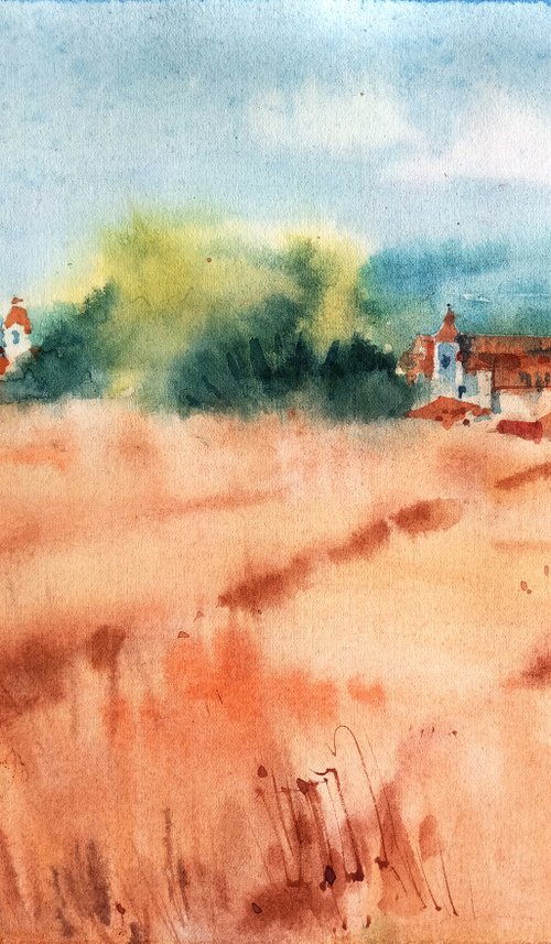 "Shades of Summer. August" Original watercolor painting by Ksenia Selianko