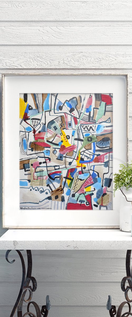 Blue King - Abstract painting by Ulugbek Doschanov