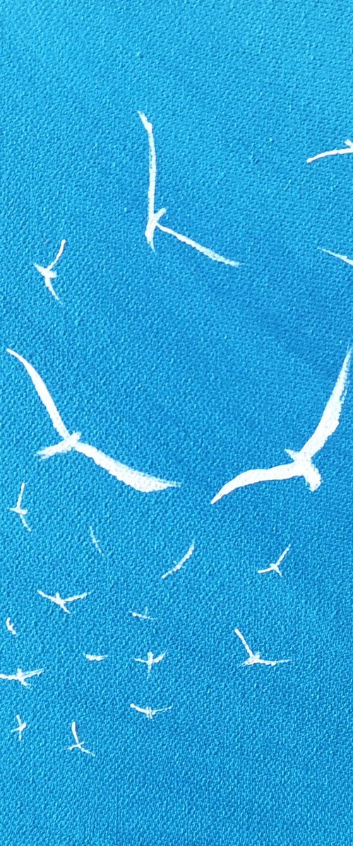 Soul Birds on Teal - small, gorgeous by Mel Graham