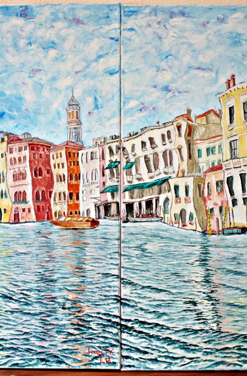 Grand Canal from Erberia field. Venice. Diptych. (Two paintings).Gran Canal desde campo Erberia. Venecia. Diptico.(Dos cuadros). by Jesús Gómez