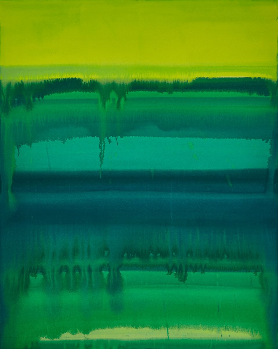 Abstract Acrylic Painting By Simon Findlay, 55 X 69", Lemon Spring, Original Artwork