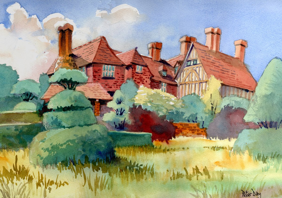 Impressionistic Landscape Watercolour By Peter Day, 17 X 13", Great Dixter, Northiam, Original Artwork