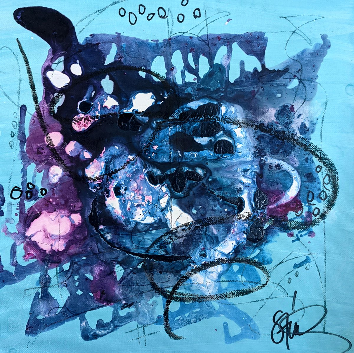 Abstract Painting By Shelli Finch, 12 X 12", Untitled 19, Original Artwork