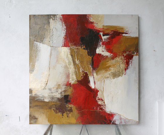 "Florid" Burgundy gold abstract art