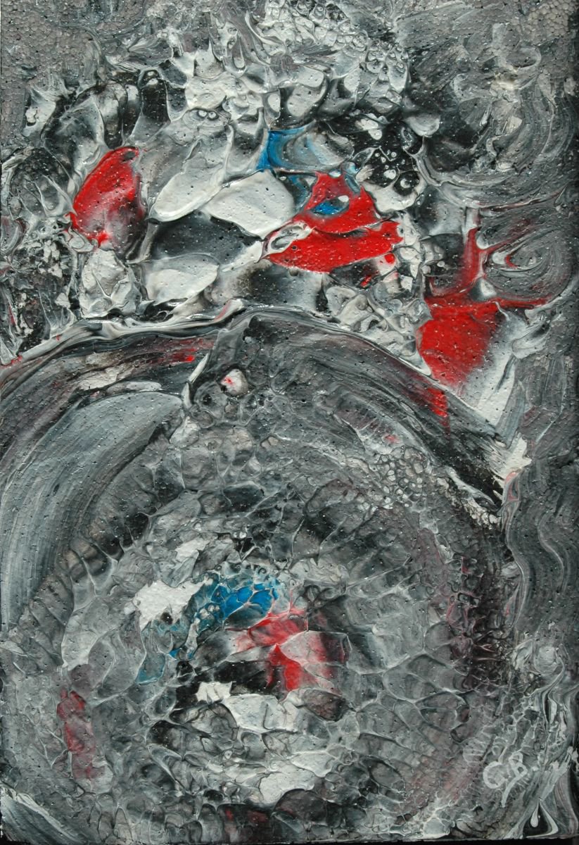 Abstract Landscape Acrylic Painting By Cb., 14 X 20, Rough Sea, Original Artwork