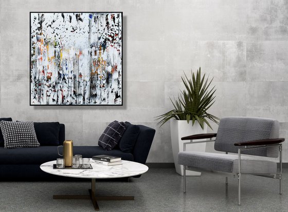 White Shadows - XL LARGE,  ABSTRACT ART – EXPRESSIONS OF ENERGY AND LIGHT. READY TO HANG!