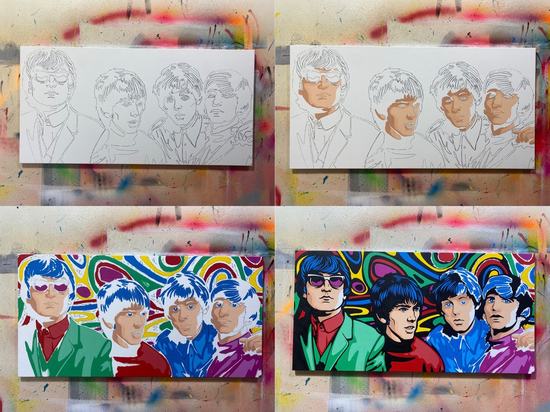 Original Acrylic Painting - the Beatles by Jamie Lee