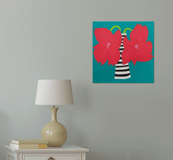 Bold Red Flowers in Vase