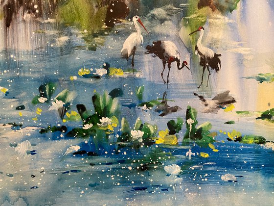 Sold Watercolor “Morning shower. Danube Delta” perfect gift