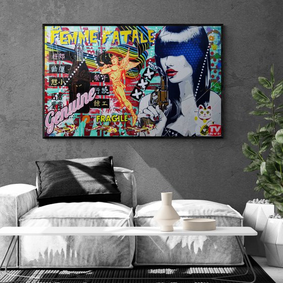 The Attraction 160cm x 100cm Geisha Assassin Textured Urban Pop Art