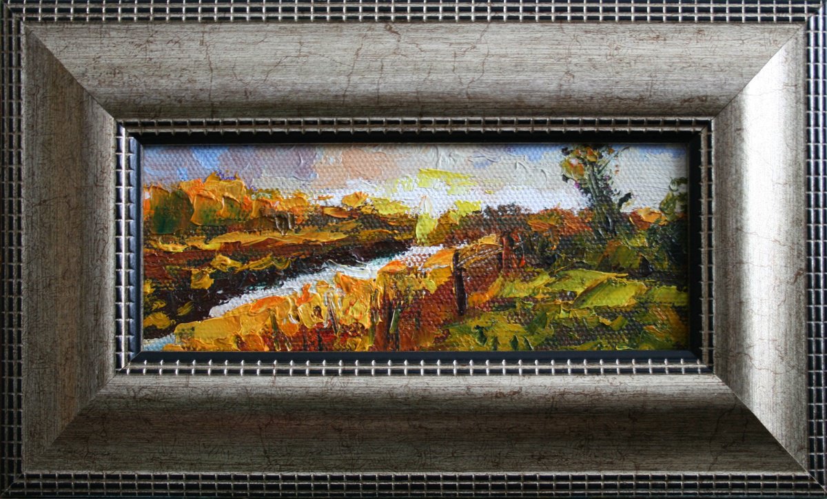 LANDSCAPE VII. FRAMED / FROM MY A SERIES OF MINI WORKS LANDSCAPE / ORIGINAL PAINTING by Salana Art Gallery