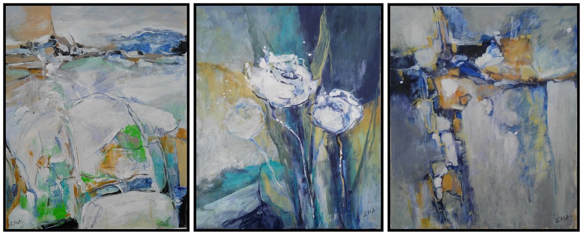 GALLERY WALL - Winter impression, set of 3 paintings by Emilia Milcheva