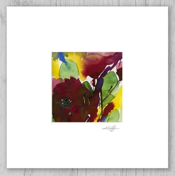 Abstract Florals Collection 8 - 3 Flower Paintings in mats by Kathy Morton Stanion