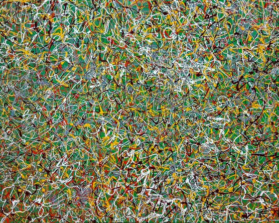 Stoly N-17 (H)80x(W)100x(D)2 cm. Jackson Pollock style Abstract Painting